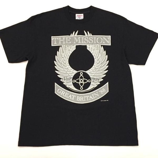 vintage 80s the mission uk children 1988 tour concert shirt with tour dates and cities, White;black 
vintage 80s the mission uk children 1988 tour concert shirt with tour dates and cities, White;black