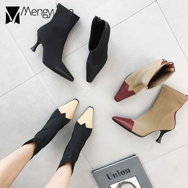 ptactwork leather boots brand 2019 boot sock stretch med thick heels shoes pointed toe botas fashion autumn ankle boots, Black
ptactwork leather boots brand 2019 boot sock stretch med thick heels shoes pointed toe botas fashion autumn ankle boots, Black