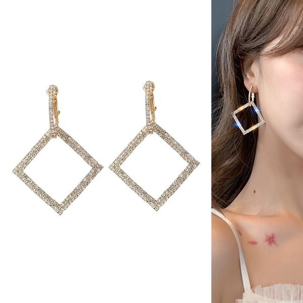 classic gold big square metal women hoop earrings fashion crystal long earring for womens jewelry accessories, Golden;silver
classic gold big square metal women hoop earrings fashion crystal long earring for womens jewelry accessories, Golden;silver