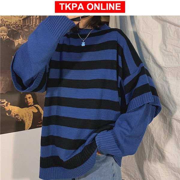 men harajuku oversized sweater 2020 fall pullover man fake two pieces streetwear sweater korean fashion striped clothes, White;black
men harajuku oversized sweater 2020 fall pullover man fake two pieces streetwear sweater korean fashion striped clothes, White;black