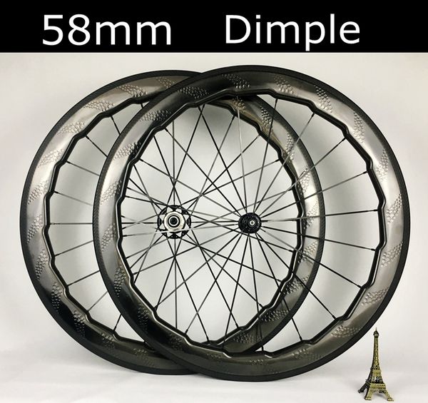 

Tubele 58mm dimple carbon wheel 700c road bike wheel et