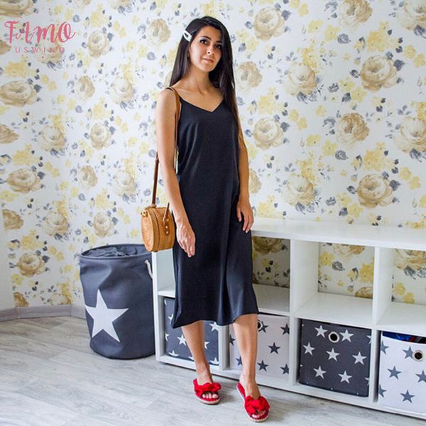 black spaghetti strap summer dress women korean quality v neck elegant sundress robe femme loose womens dress midi, Black;gray
black spaghetti strap summer dress women korean quality v neck elegant sundress robe femme loose womens dress midi, Black;gray