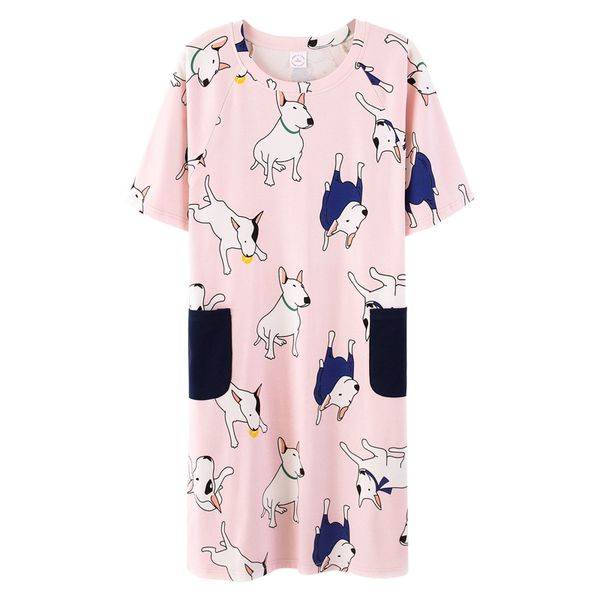new summer cute cartoon dog women sleepshirts 100% cotton short sleeve nightgowns for women sleepwear nightdress, Black;red
new summer cute cartoon dog women sleepshirts 100% cotton short sleeve nightgowns for women sleepwear nightdress, Black;red