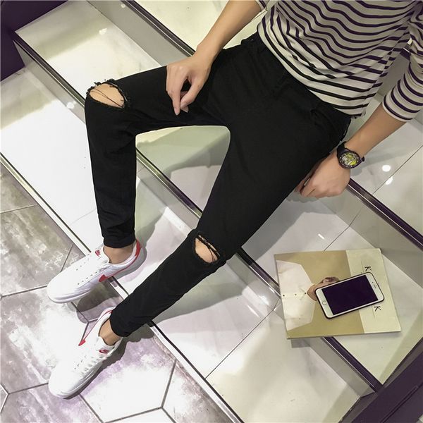 g-dragon celebrity style jeans knee with holes skinny black and white with pattern tight-fit holes pants autumn new style, Blue
g-dragon celebrity style jeans knee with holes skinny black and white with pattern tight-fit holes pants autumn new style, Blue