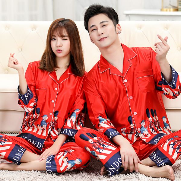 women's sleepwear cartoon couple pajamas women spring silk thin section ice long sleeve married men red printed home clothes pijama muj, Black;red
women's sleepwear cartoon couple pajamas women spring silk thin section ice long sleeve married men red printed home clothes pijama muj, Black;red