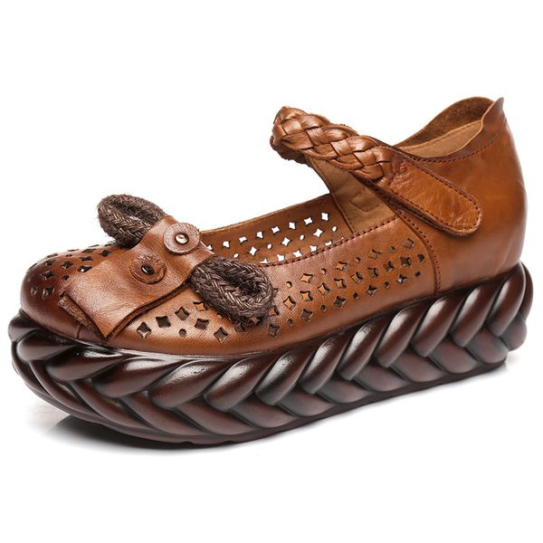 spring handmade shoes platform wedges women pumps fretwork cut out genuine leather women casual shoes high heels, Black
spring handmade shoes platform wedges women pumps fretwork cut out genuine leather women casual shoes high heels, Black