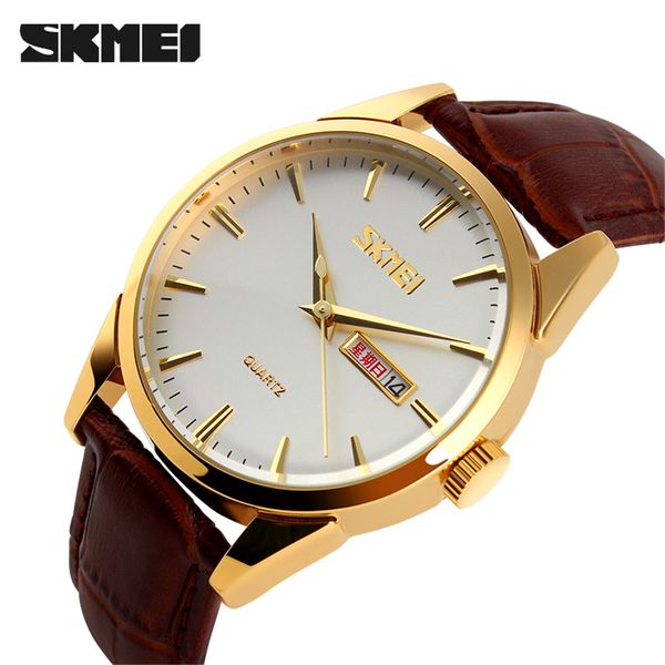 skmei fashion men's quartz watch leather strap sport watch men clock waterproof wristwatch relogio masculino 9073, Slivery;brown
skmei fashion men's quartz watch leather strap sport watch men clock waterproof wristwatch relogio masculino 9073, Slivery;brown