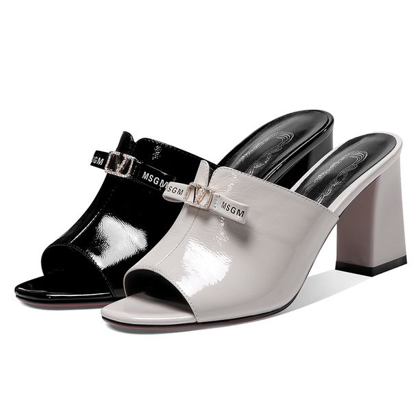 pgxxzlx women's slippers 2020 glossy patent leather summer women shoes high heel slides bow mule heels for woman, Black
pgxxzlx women's slippers 2020 glossy patent leather summer women shoes high heel slides bow mule heels for woman, Black