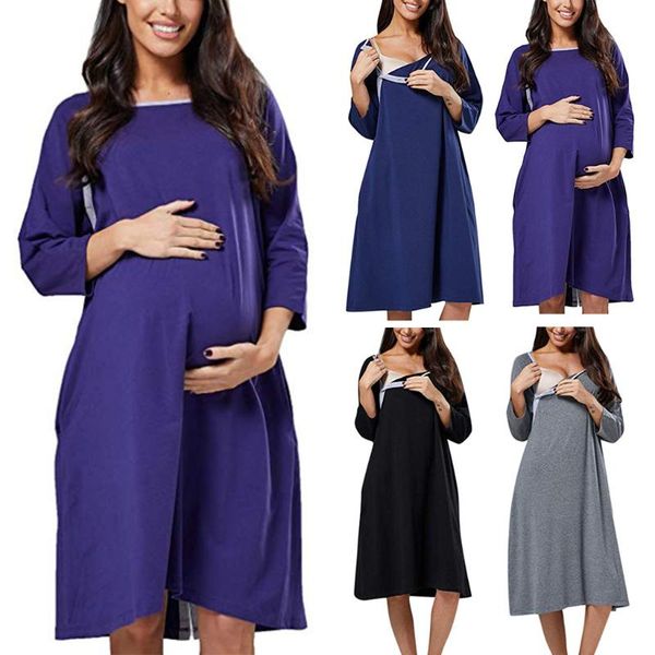 vetement femme women maternity pregnant dresses nursing baby nightgown solid color breastfeeding sleepwear dress ropa de muje, White
vetement femme women maternity pregnant dresses nursing baby nightgown solid color breastfeeding sleepwear dress ropa de muje, White