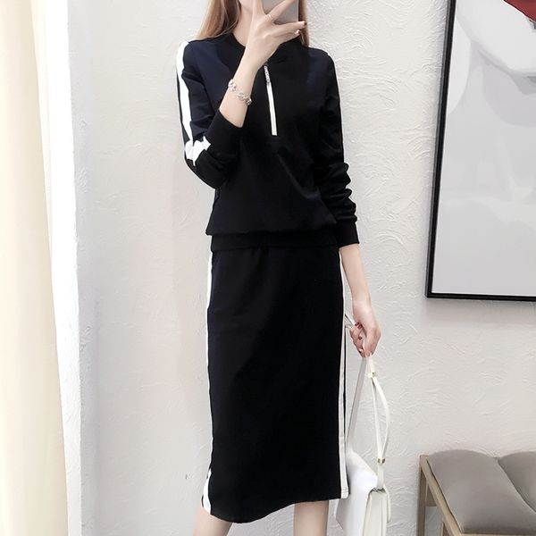 xl-5xl big size 2018 fashion women long sleeves pullover t-shirt + slit skirts 2 pcs sets female casual suits a434, Gray
xl-5xl big size 2018 fashion women long sleeves pullover t-shirt + slit skirts 2 pcs sets female casual suits a434, Gray