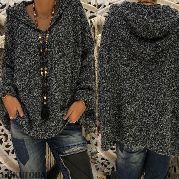ladies women v-neck knitted hoodie baggy jumper pullover long warm coat, Black;brown
ladies women v-neck knitted hoodie baggy jumper pullover long warm coat, Black;brown