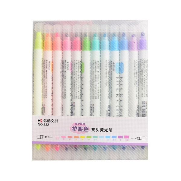 12 colors/set cute mild liner pens highlighter dual double headed fluorescent pen drawing marker pen stationery school supply, Black;red
12 colors/set cute mild liner pens highlighter dual double headed fluorescent pen drawing marker pen stationery school supply, Black;red