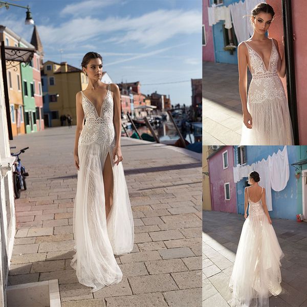 modest galikarten a line wedding dresses split spaghetti sleeveless lace applique wedding gowns sweep train robe de mariée, White
modest galikarten a line wedding dresses split spaghetti sleeveless lace applique wedding gowns sweep train robe de mariée, White