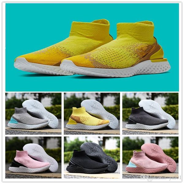 

react sale rise mid triple black pink bright yellow aurora green yellow thunder grey sock running shoes mens women sneakers size 36-45
