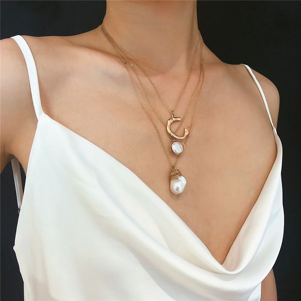 popular multilayer golden chain "c" letter necklace with baroque simulated pearl pendant jewelry wholesale bijoux collier femme, Silver
popular multilayer golden chain "c" letter necklace with baroque simulated pearl pendant jewelry wholesale bijoux collier femme, Silver