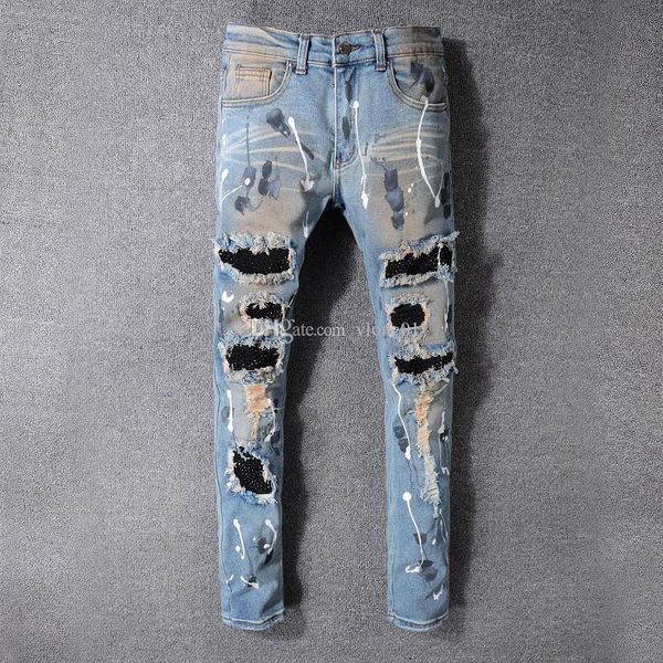 fashion mens designer jeans mens hip hop style hole motorcycle denim pants mens casual pants, Blue
fashion mens designer jeans mens hip hop style hole motorcycle denim pants mens casual pants, Blue