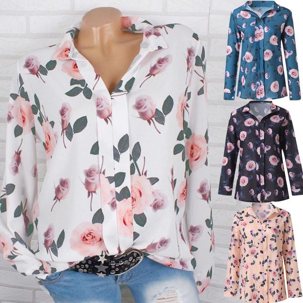 feitong women blouse shirt 2019 spring and summer long sleeve tunic harajuku chiffon print v-neck regular blouse, White 
feitong women blouse shirt 2019 spring and summer long sleeve tunic harajuku chiffon print v-neck regular blouse, White