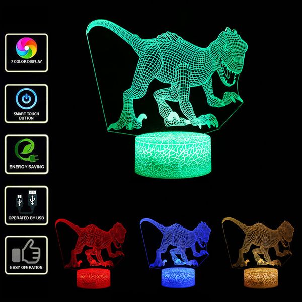 led dinosaur night light 3d illuminated lamp optical illusion desk night light with 7 color changing 2019 new fashion lamps
led dinosaur night light 3d illuminated lamp optical illusion desk night light with 7 color changing 2019 new fashion lamps