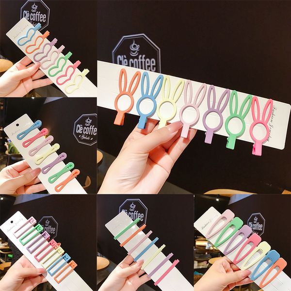 7pcs/set simple candy color hollow hairpin rabbit hearts bowknot long strip side bangs clip bb clip clamp headwear girls hair accessory, Golden;silver
7pcs/set simple candy color hollow hairpin rabbit hearts bowknot long strip side bangs clip bb clip clamp headwear girls hair accessory, Golden;silver