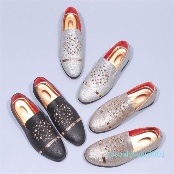2020 luxury men silver black diamond spiked loafers rivets slippers red bottom wedding party shoes stylish men driving flats ac01
2020 luxury men silver black diamond spiked loafers rivets slippers red bottom wedding party shoes stylish men driving flats ac01