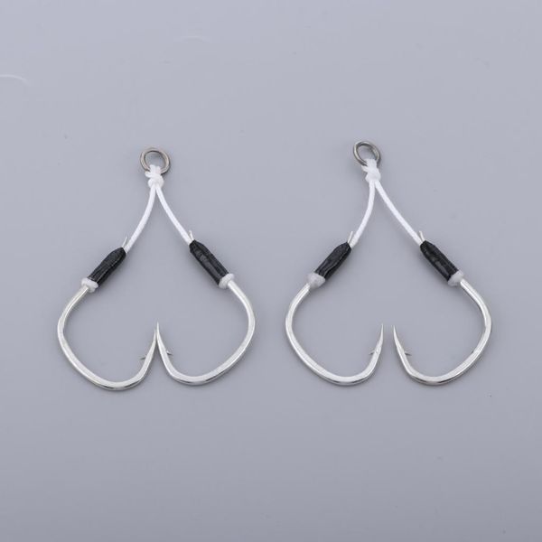2 pieces carbon steel fishing jig hooks barbed assist hooks with pe line fishing accessories tackle tool - choose size
2 pieces carbon steel fishing jig hooks barbed assist hooks with pe line fishing accessories tackle tool - choose size