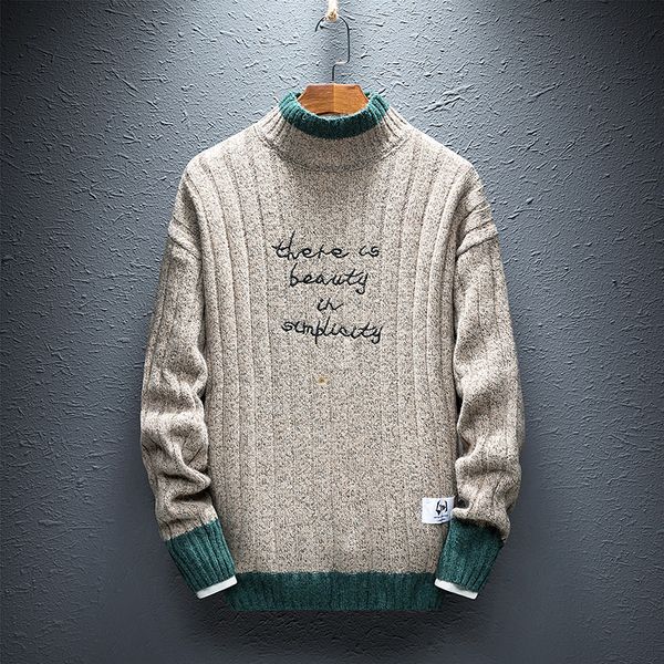 men knitted sweaters new embroidered word korean style fashion half turtleneck jumper sweater men man autumn winter warm clothes, White;black
men knitted sweaters new embroidered word korean style fashion half turtleneck jumper sweater men man autumn winter warm clothes, White;black