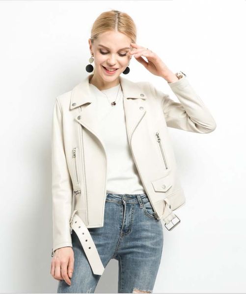 europe american 2019 new spring autumn fashion woman genuine sheepskin leather coat female lady motorcycle jacket white black
europe american 2019 new spring autumn fashion woman genuine sheepskin leather coat female lady motorcycle jacket white black