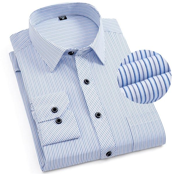 autumn classic men striped dress shirt long sleeve mens business formal office plus size male smart casual shirts gt11, White;black
autumn classic men striped dress shirt long sleeve mens business formal office plus size male smart casual shirts gt11, White;black