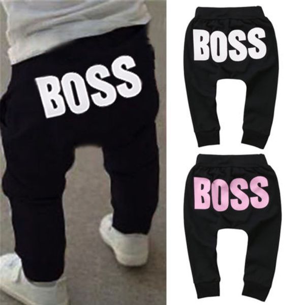 cute fashion kids baby boys girls bottoms trousers boss letter leggings cotton boys girls harem pants, Blue 
cute fashion kids baby boys girls bottoms trousers boss letter leggings cotton boys girls harem pants, Blue