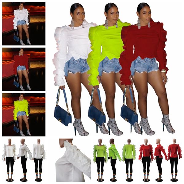 2021 european spring and summer fashion solid color turtleneck round neck long sleeve ruffled mesh t-shirt, support mixed batch, White
2021 european spring and summer fashion solid color turtleneck round neck long sleeve ruffled mesh t-shirt, support mixed batch, White