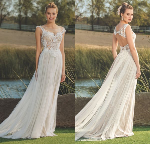 2019 bohemian wedding dresses sheer scoop neck lace appliqued a line hollow back beach bridal gowns sweep train plus size boho wedding dress, White
2019 bohemian wedding dresses sheer scoop neck lace appliqued a line hollow back beach bridal gowns sweep train plus size boho wedding dress, White