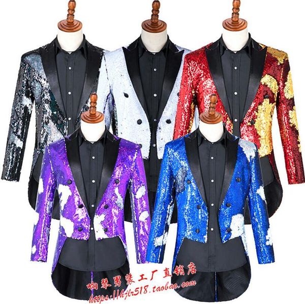 xs-6xl 2019 new men clothing fashion bigbang magician double variable color flash sequins tuxedo suit singer plus size costumes, White;black
xs-6xl 2019 new men clothing fashion bigbang magician double variable color flash sequins tuxedo suit singer plus size costumes, White;black