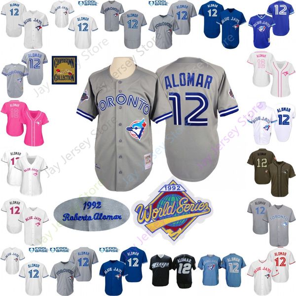 

Roberto Alomar Jersey Men Women Youth Blue Jays 1992 WS World Series Jerseys Toronto Baseball Home Away Cool Base Cooperstown