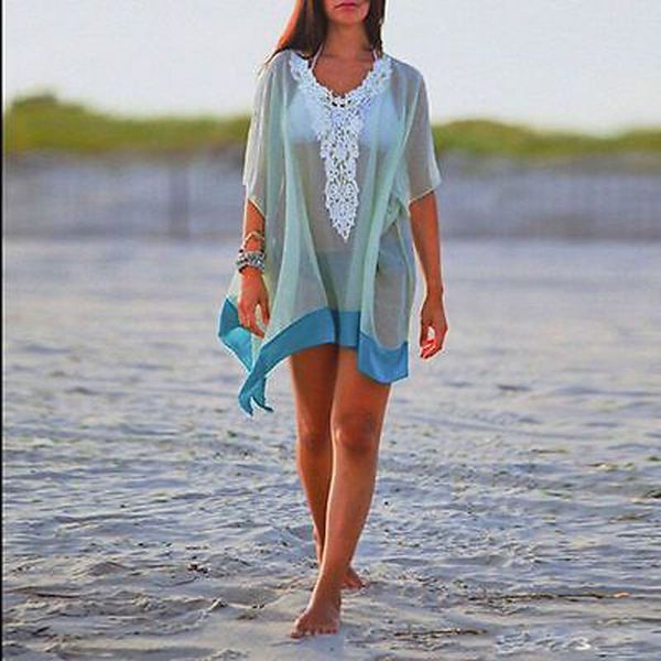 2019 women bikini cover up lace hollow out crochet swimsuit white green patchwork bathing suit beachwear beach dress lady tunic, Blue;gray
2019 women bikini cover up lace hollow out crochet swimsuit white green patchwork bathing suit beachwear beach dress lady tunic, Blue;gray