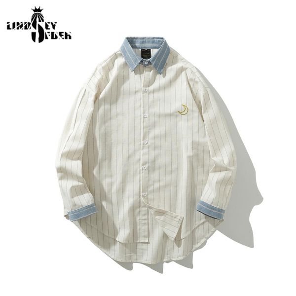 men's shirt vintage striped false two pieces white casual longsleeve shirts harajuku thin loose streetwear shirts, White;black
men's shirt vintage striped false two pieces white casual longsleeve shirts harajuku thin loose streetwear shirts, White;black