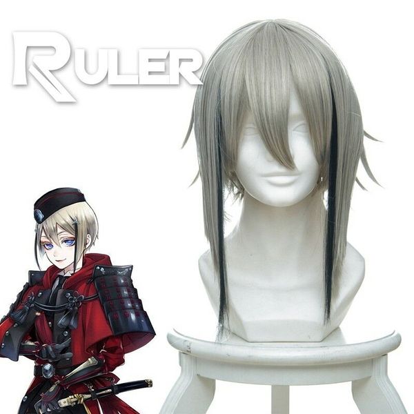 short layer anime touken ranbu online hyuuga masamune cosplay wig, Black 
short layer anime touken ranbu online hyuuga masamune cosplay wig, Black