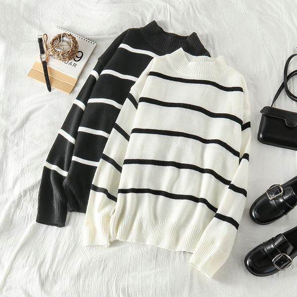 mooirue loose casual winter sweater women o neck long sleeve vintage striped pullover streetwear basic white black kintted
mooirue loose casual winter sweater women o neck long sleeve vintage striped pullover streetwear basic white black kintted