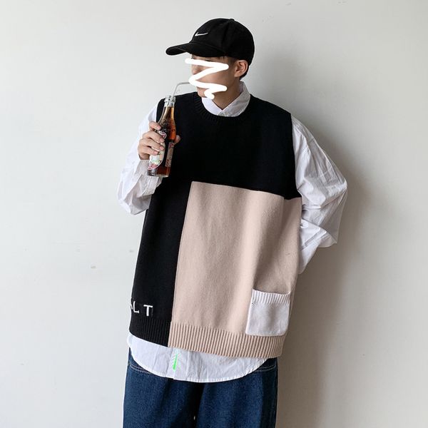 men's sweater 2019 autumn and winter new loose round neck solid color student couple vest youth fashion trend men's clothing, Black;white
men's sweater 2019 autumn and winter new loose round neck solid color student couple vest youth fashion trend men's clothing, Black;white