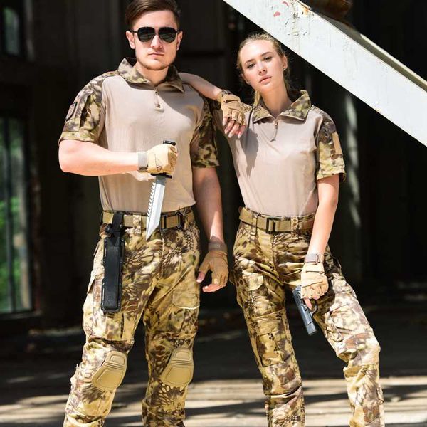 camo clothing suit army combat tactical uniform army soldier short t shirt + cargo pants with knee pads
camo clothing suit army combat tactical uniform army soldier short t shirt + cargo pants with knee pads