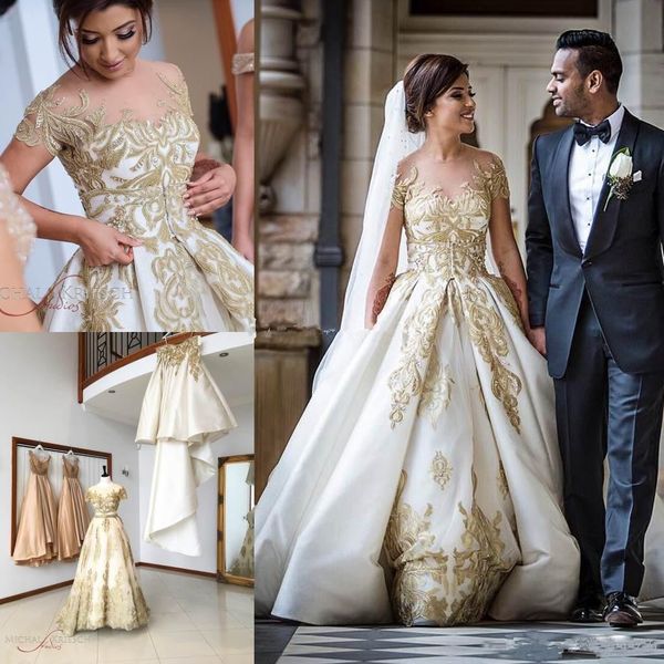 glamorous church wedding dress illusion sheer crew south african wedding gown detachable train appliqued custom made overskirts dress, White
glamorous church wedding dress illusion sheer crew south african wedding gown detachable train appliqued custom made overskirts dress, White