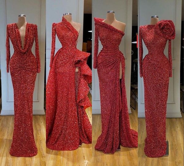 gorgeous red sequined evening dresses 2020 arabic long sleeve formal prom gowns floor length sheath special occasion party dress al6139, Black;red
gorgeous red sequined evening dresses 2020 arabic long sleeve formal prom gowns floor length sheath special occasion party dress al6139, Black;red