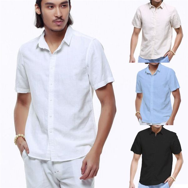 2019 men summer cotton linen short sleeve shirts slim fit shirts casual casual tee female clothes plus size, White;black
2019 men summer cotton linen short sleeve shirts slim fit shirts casual casual tee female clothes plus size, White;black