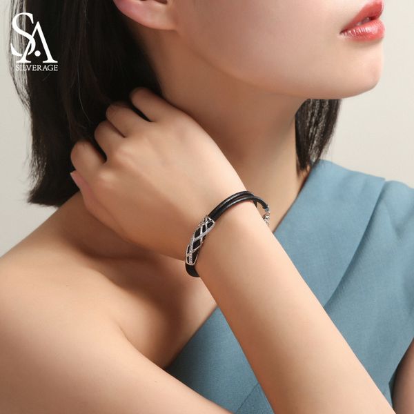 sa silverage 925 sterling bracelet bangle for woman 925 silver zirconia strand bracelets fine jewelry 17.5cm+3cm extender 2019, Black
sa silverage 925 sterling bracelet bangle for woman 925 silver zirconia strand bracelets fine jewelry 17.5cm+3cm extender 2019, Black