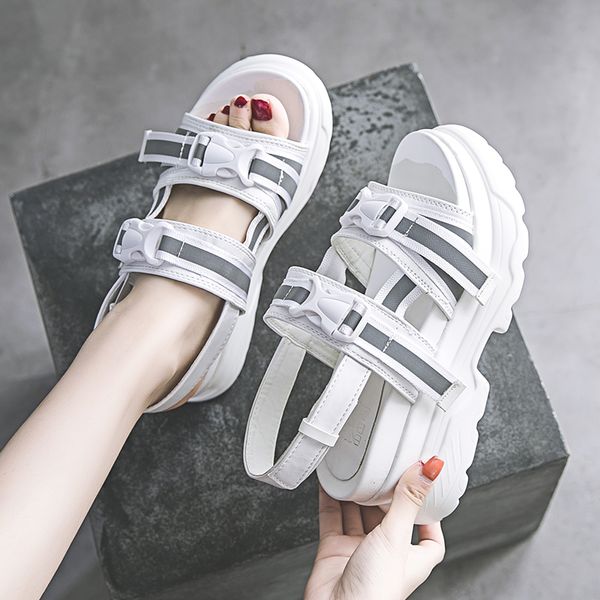 women platform sandals fashion buckle design personality reflective upper 7cm increasing sandals casual platform shoes female, Black
women platform sandals fashion buckle design personality reflective upper 7cm increasing sandals casual platform shoes female, Black