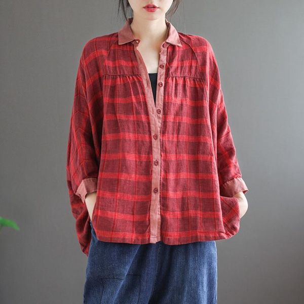 fairynatural plaid patchwork women loose shirts 2020 spring autumn casual vintage batwing sleeve turn-down collar button, White
fairynatural plaid patchwork women loose shirts 2020 spring autumn casual vintage batwing sleeve turn-down collar button, White