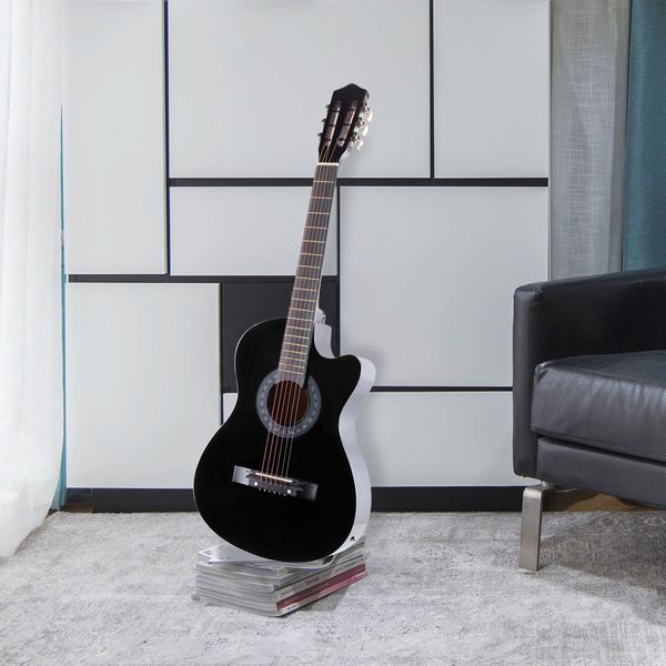 38" electric acoustic guitar cutaway design with guitar case,strap,tuner black
38" electric acoustic guitar cutaway design with guitar case,strap,tuner black