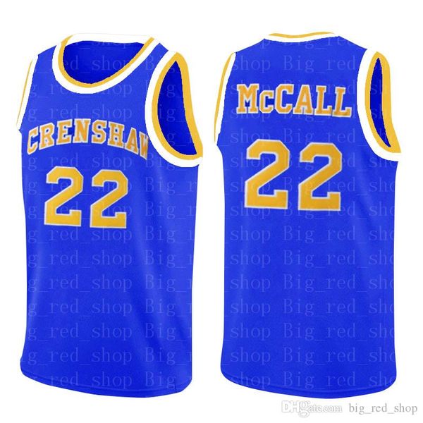 NCrenshaw High School 22 Quincy McCALL Movie College Basketball Jerseys Blue White Sport Shirt Top Quality Blue White