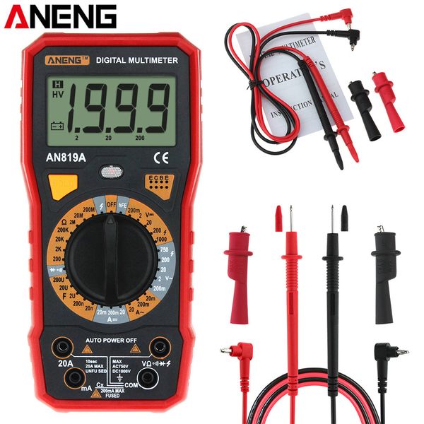 aneng an819a digital multimeter ac/dc voltage ammeter capacitance resistance triode tester current meter + crocodile clips
aneng an819a digital multimeter ac/dc voltage ammeter capacitance resistance triode tester current meter + crocodile clips