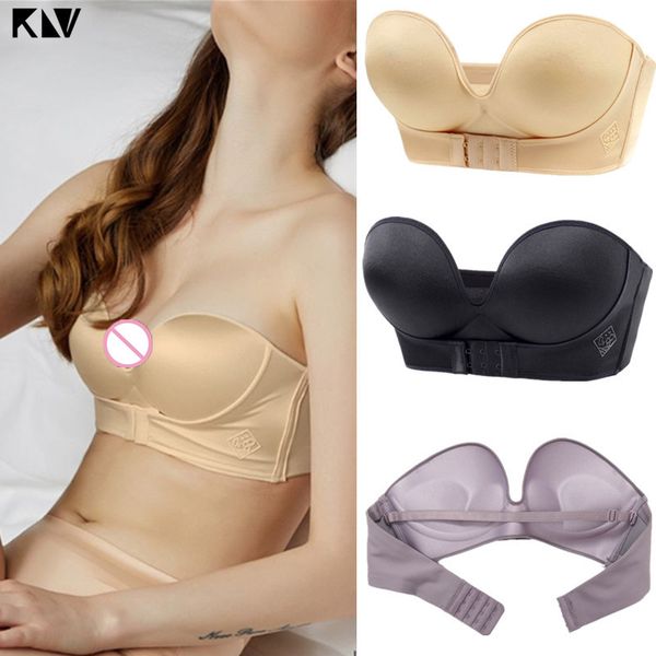 klv strapless wireless bra women invisible bras push up lingerie backless brassiere seamless bralette underwear for wedding, Red;black
klv strapless wireless bra women invisible bras push up lingerie backless brassiere seamless bralette underwear for wedding, Red;black