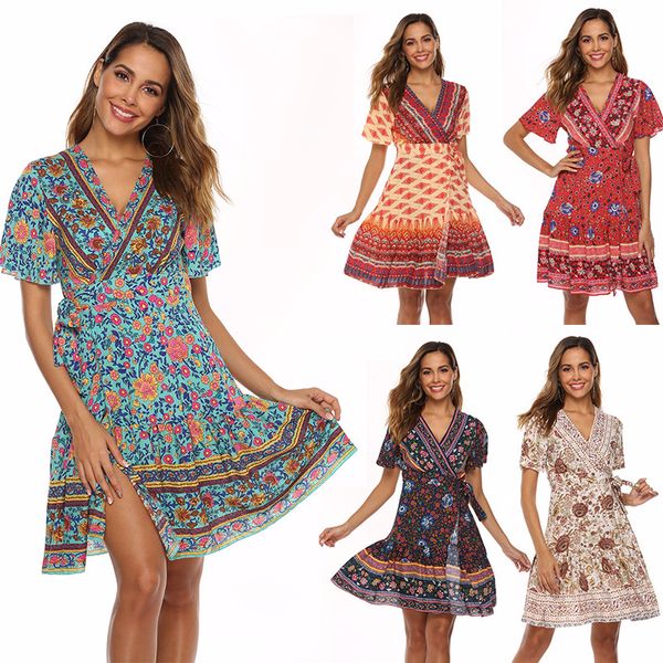 summer bohemian beach holiday wind short sleeve deep v pleated print dress women ruffles splicing mid waist dresses, Black;gray
summer bohemian beach holiday wind short sleeve deep v pleated print dress women ruffles splicing mid waist dresses, Black;gray